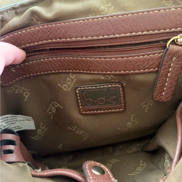 boc Brown and Black Leather Crossbody Satchel - Picture 5 of 6